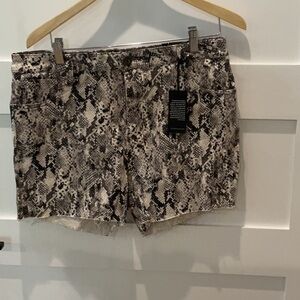 Kut from the Kloth Brown and Black Jean Shorts Snakeskin Print